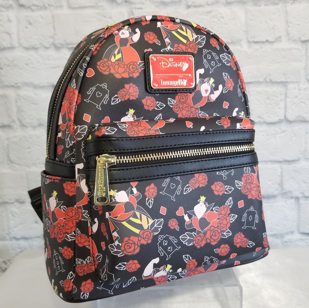 Loungefly Alice in Wonderland Queen of Hearts Roses Disney Mini Backpack Bag New